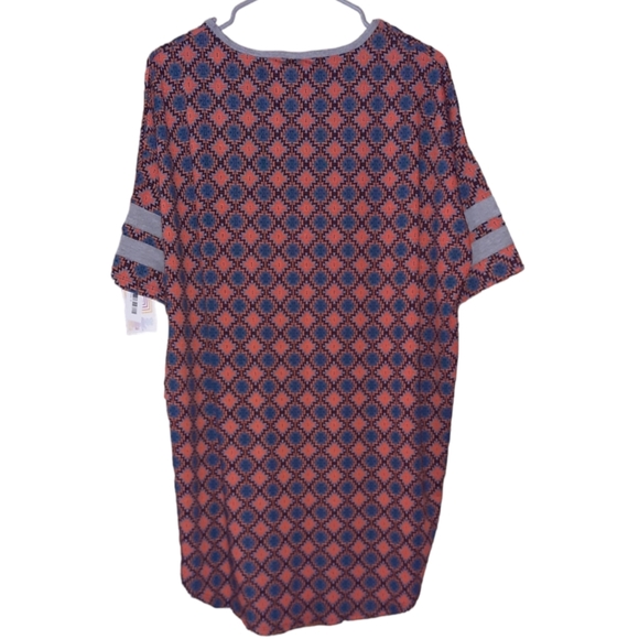 New Lularoe Irma Simply Comfortable Top Hi Low Tunic Shirt Size S Orange Teal - Picture 3 of 5